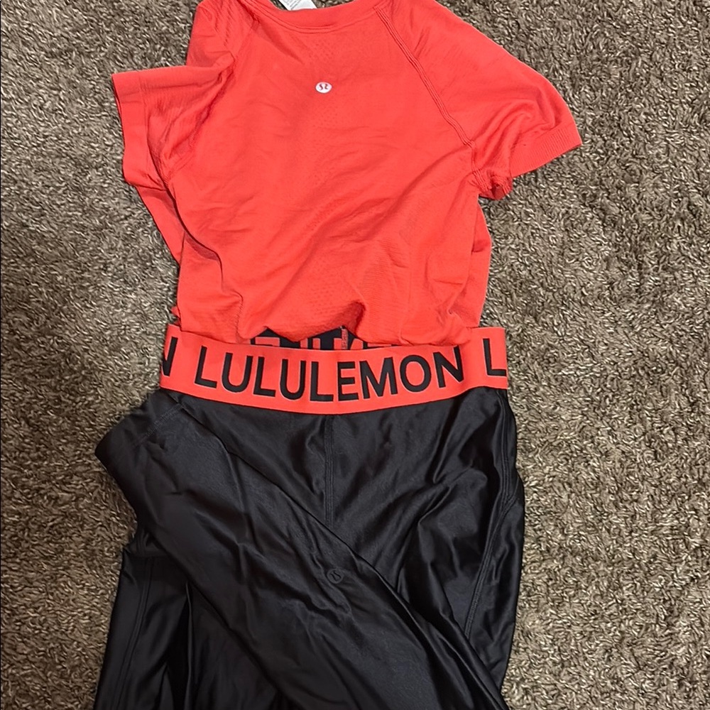 Lululemon Athletica Red and Black Activewear Set